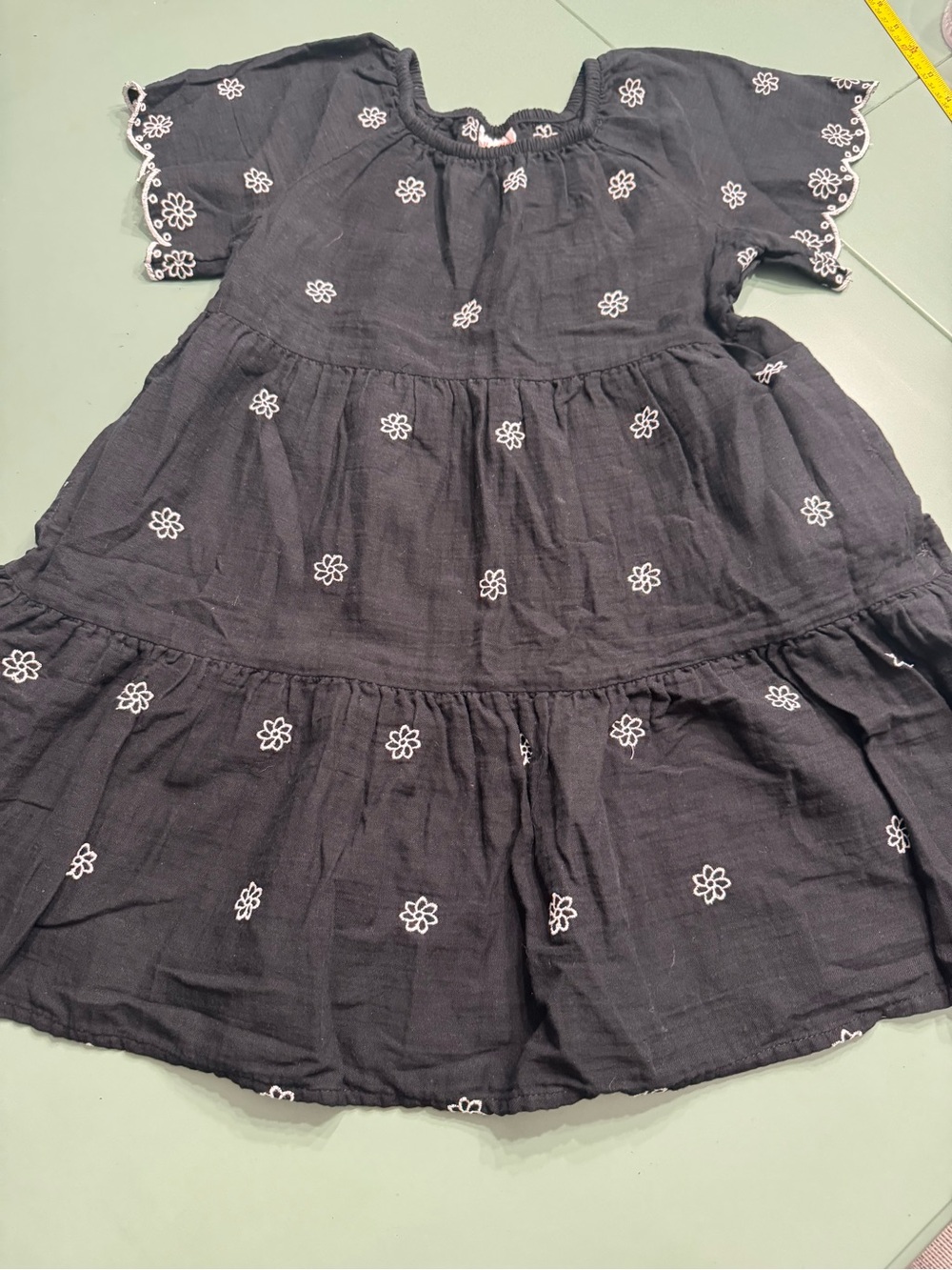 Jack by BB Dakota Black Floral Embroidered Tiered Dress